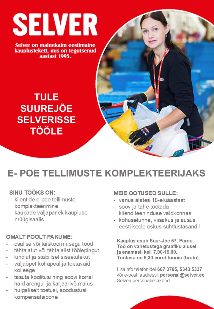 E-poe tellimuste komplekteerija Suurejõe Selveris