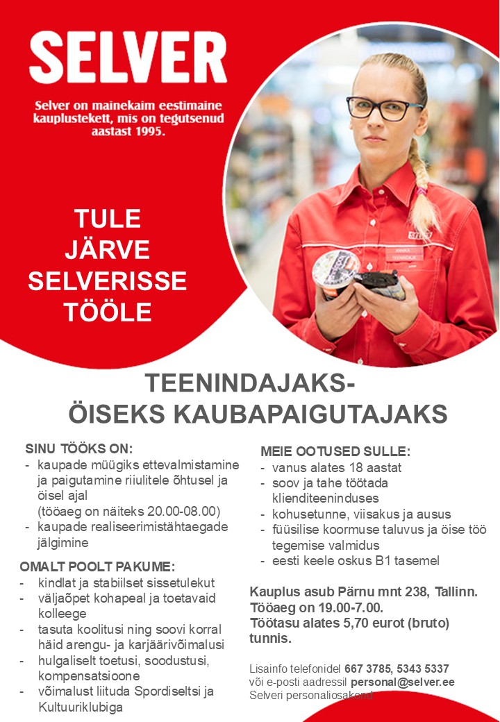 Teenindaja (öine kaubapaigutaja) Järve Selveris