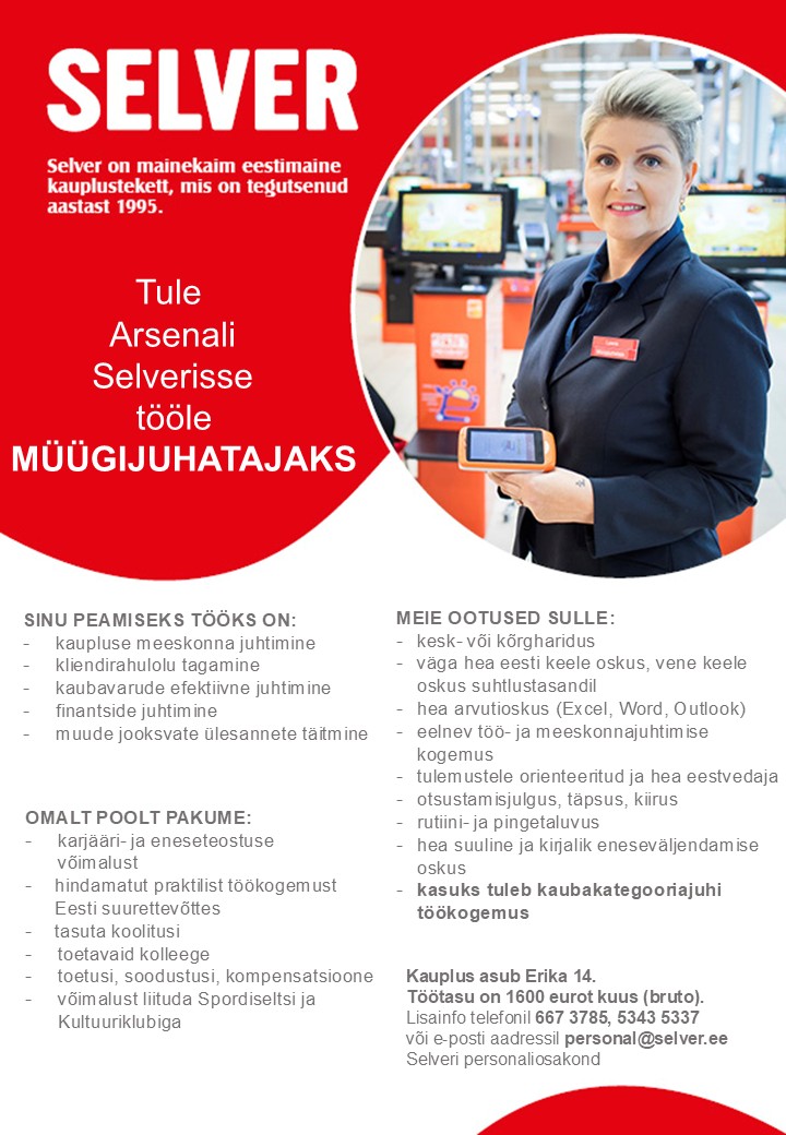 Müügijuhataja Arsenali Selveris