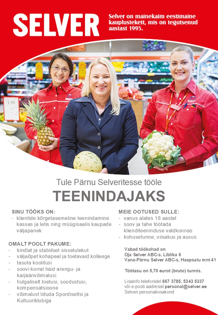 Teenindaja Pärnu Selverites