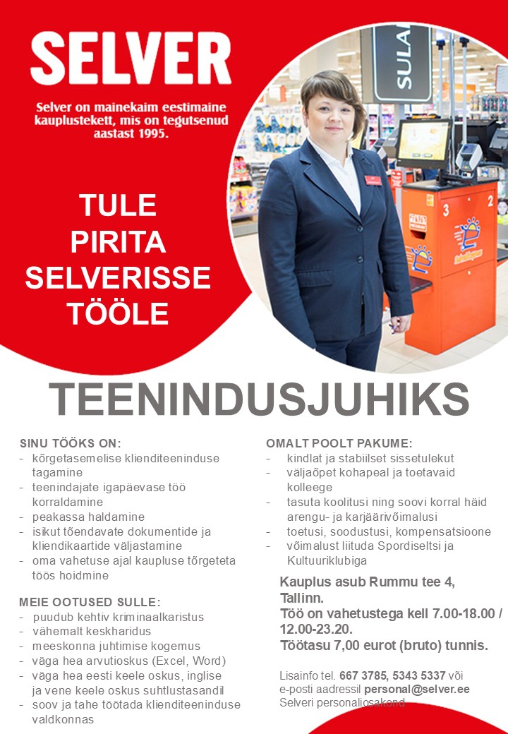 Teenindusjuht Pirita Selveris