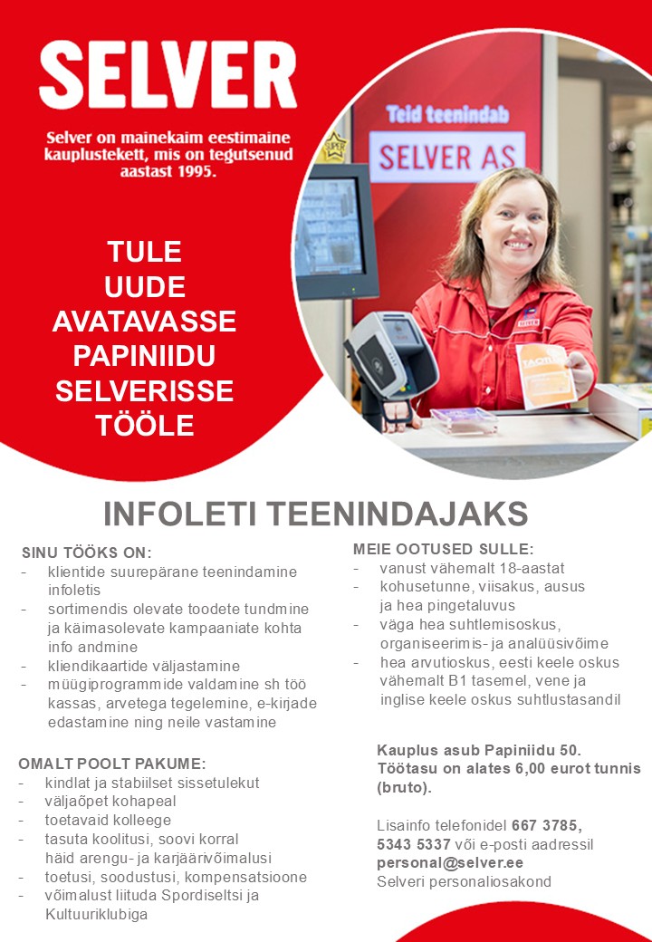 Infoteenindaja uues avatavas Papiniidu Selveris