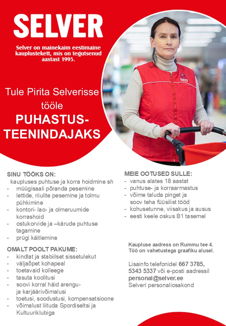 Puhastusteenindaja Pirita Selveris