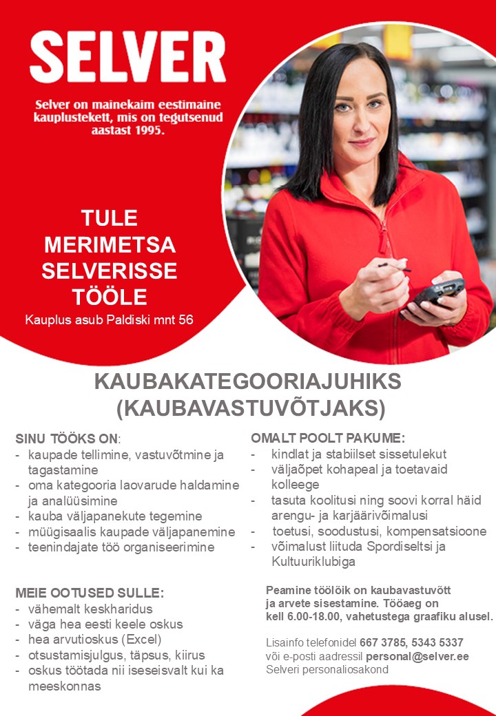 Kaubakategooriajuht (kauba vastuvõtja) Merimetsa Selveris
