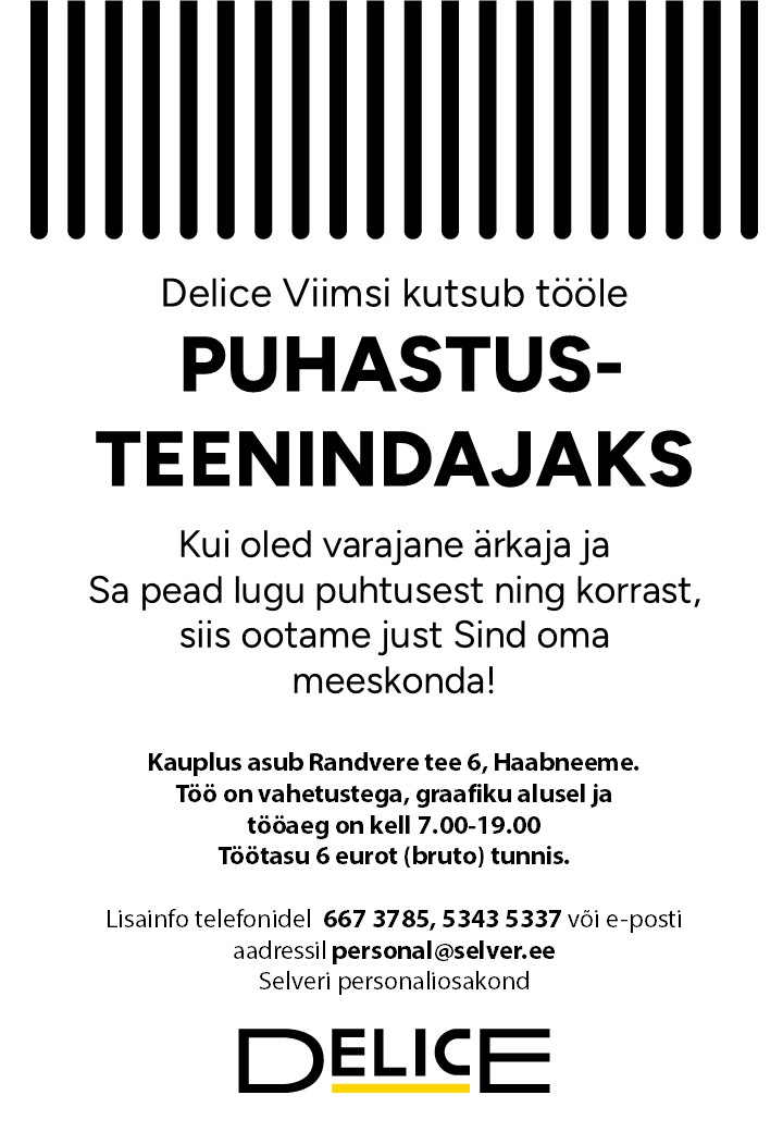 Puhastusteenindaja Delice Viimsi kaupluses
