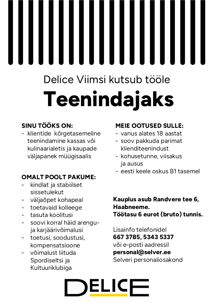 Teenindaja Delice Viimsi kaupluses