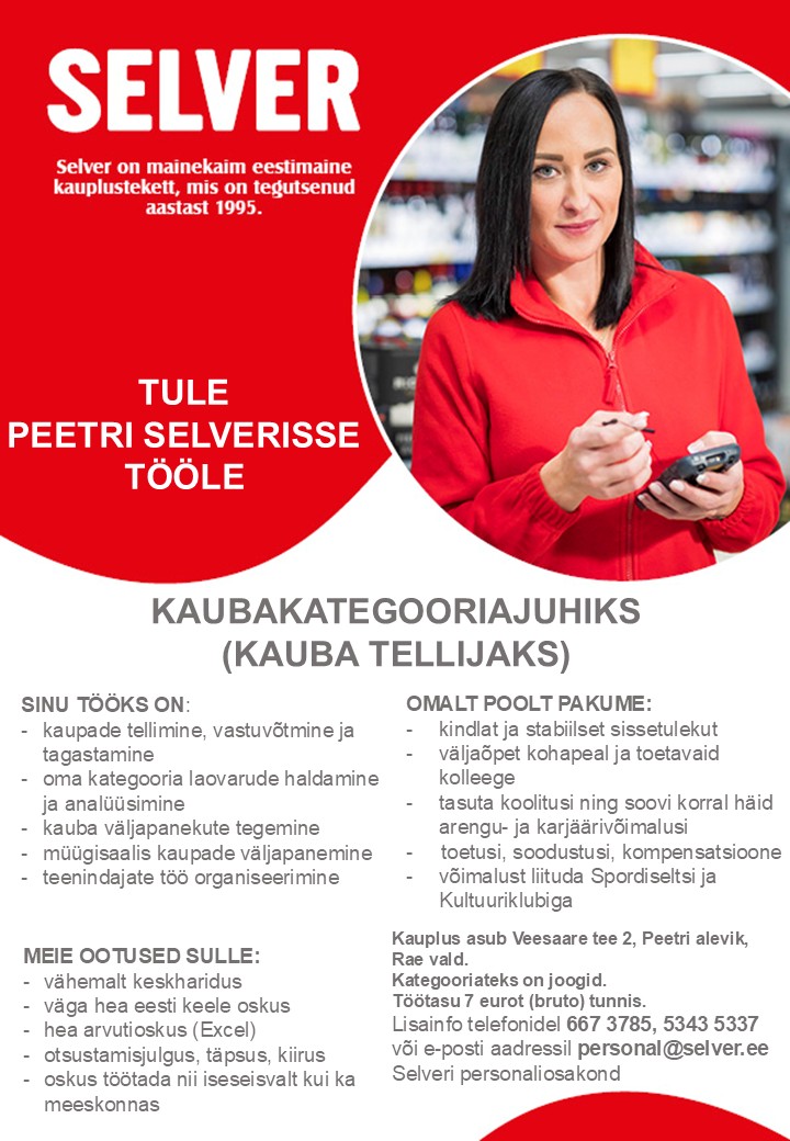 Kaubakategooriajuht (kauba tellija) Peetri Selveris
