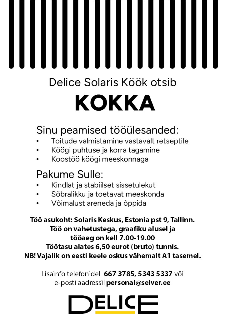 Kokk Delice Solaris Köögis